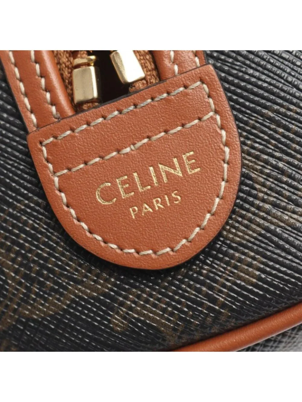 Celine Handbag Black Brown Leather Triomphe Mini